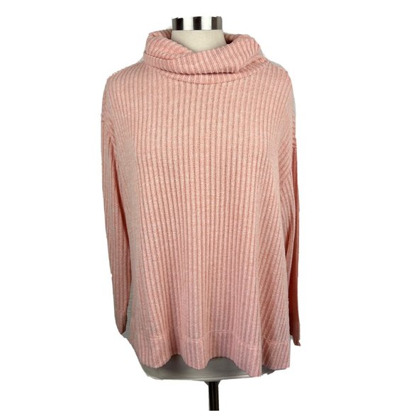 Anthropologie Sweaters - Maeve Sweater M Womens Pink Striped Knit Cowl Neck Pullover Viscose Blend